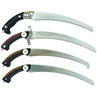 Several tree trimming hand saws