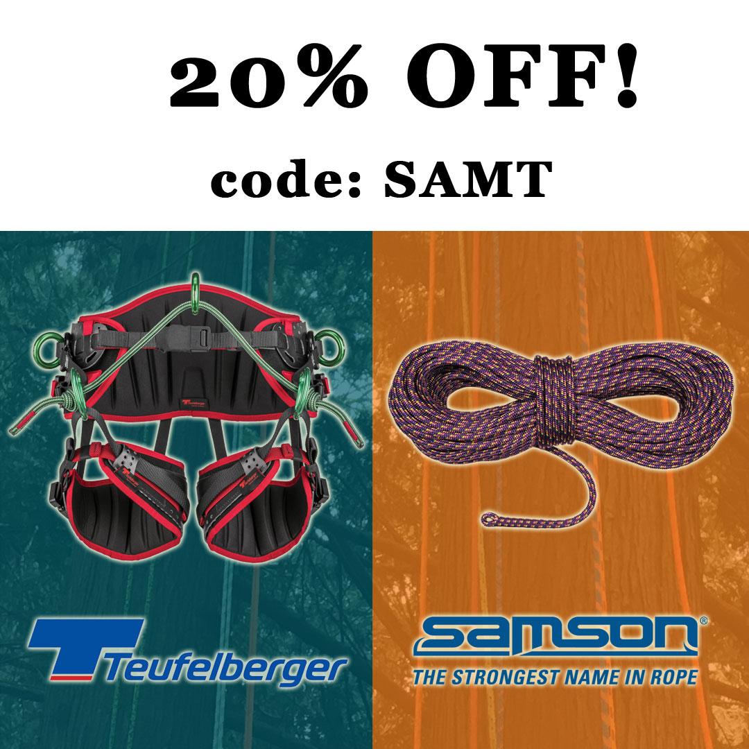 Save 20% on Samson Ropes & Teufelberger Tree Gear with Code SAMT
