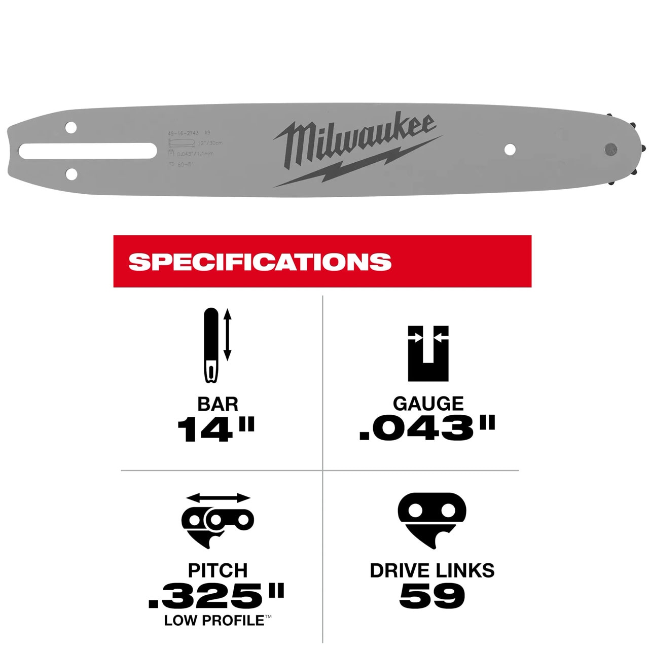 milwaukee 14 inch saw bar