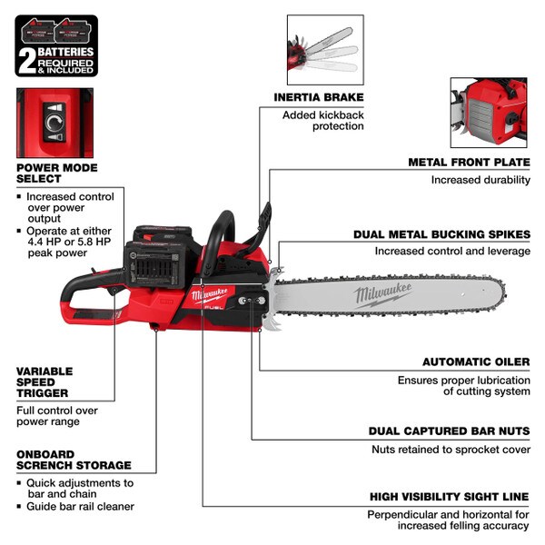 milwaukee 20 inch chainsaw