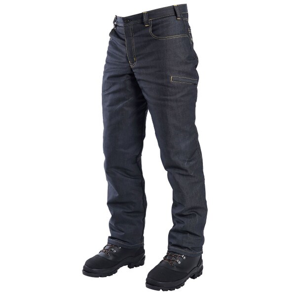 side view of clogger denim pants