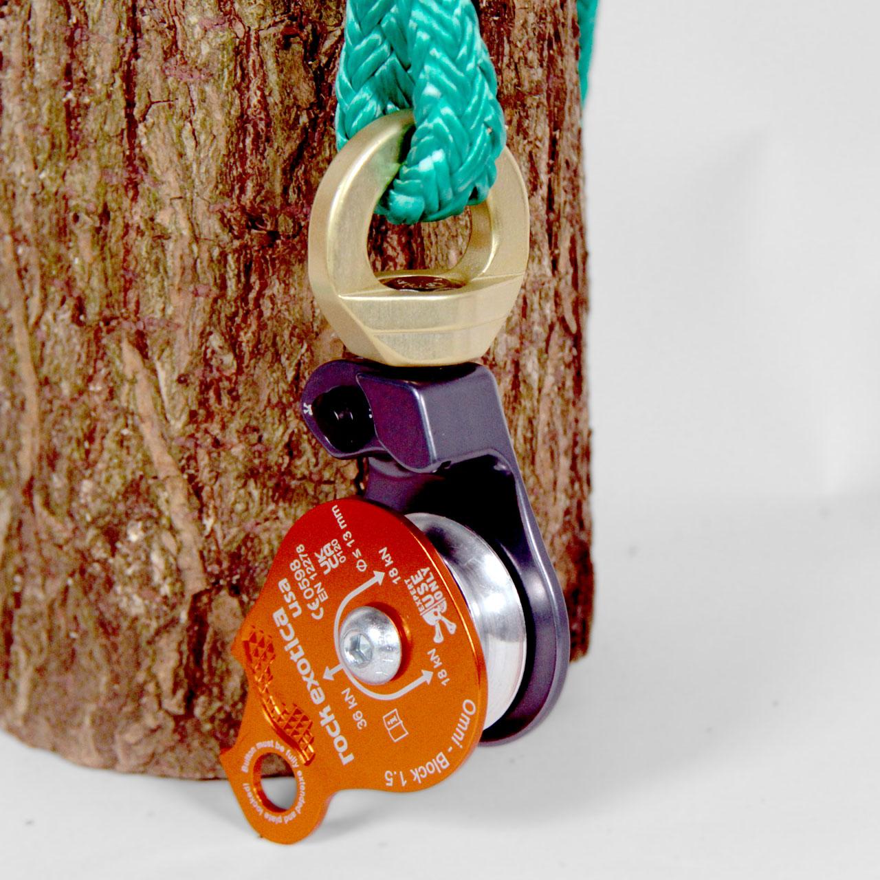 3/8" LPX 12 Strand Polyester Arborist Rope With Rock Exotica Omni Block - 4' Loopie Sling