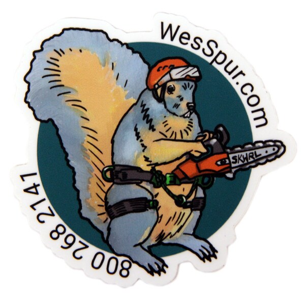 picture of an arborist squirrel with chainsaw