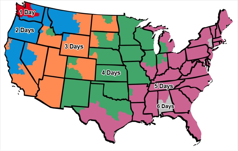 WesSpur UPS Shipping Map